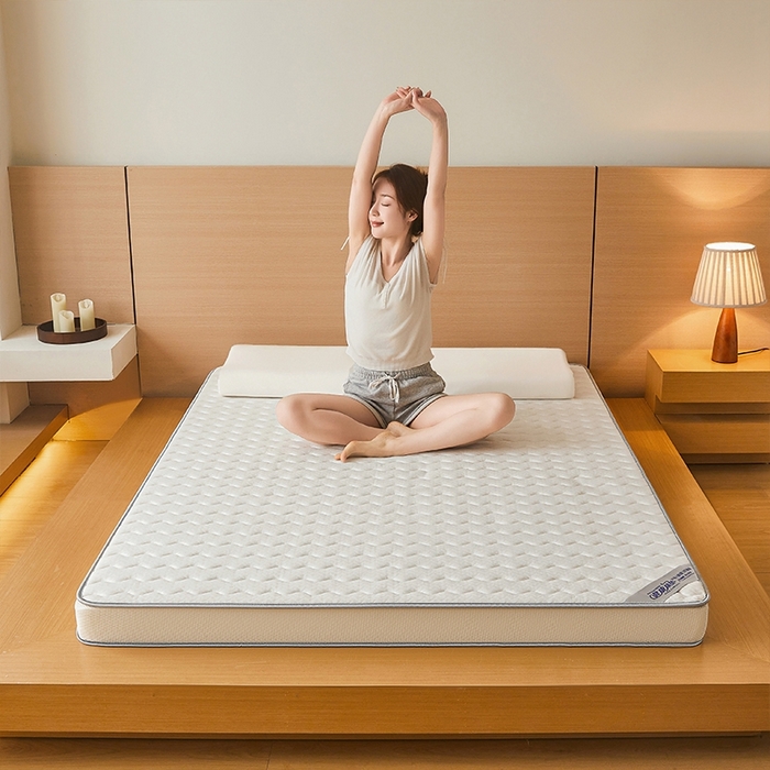 91家纺网 家纺一手货源 找家纺 锦逸2025新款针织棉乳胶海绵床垫 白