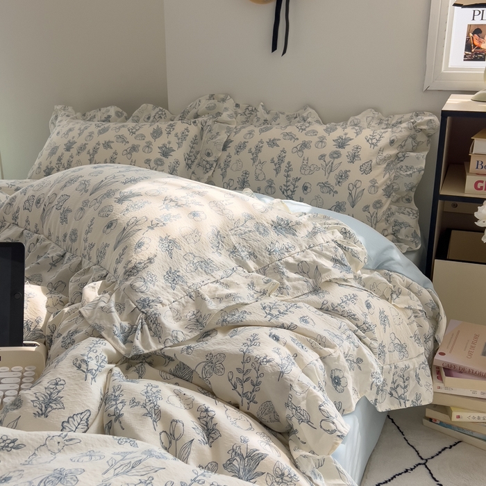 91家纺网 家纺一手货源 找家纺 希丞家居 2025新款云感提花双层纱花边四件套 魔法森林