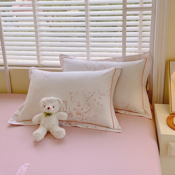 91家纺网 家纺一手货源 找家纺 星期三  2025年4月新款铂金全棉纯棉13372四件套 加微信有会员价 棠影寻-粉