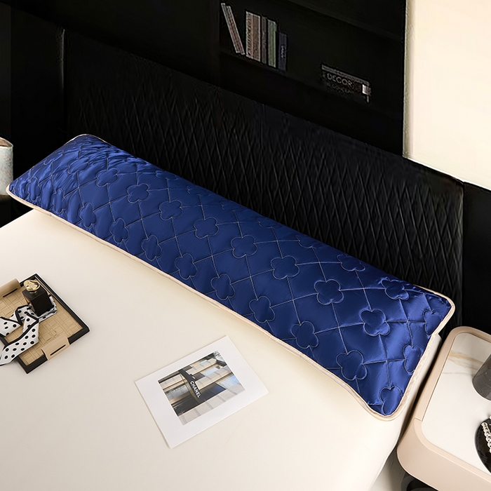 91家纺网 家纺一手货源 找家纺 梦舒羽 2025新款夏季冰丝凉感夹棉枕套双人情侣枕头套加长加厚枕芯套1.5m内胆套 夹棉加厚-深海蓝