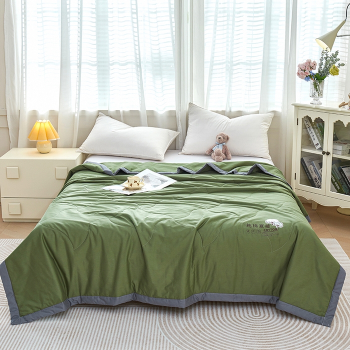91家纺网 家纺一手货源 找家纺 被多多 2025新款全棉纯棉羽丝棉夏被夏凉被空调被 墨绿
