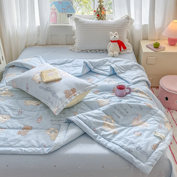 91家纺网 家纺一手货源 找家纺 欧喜璐 2025新款里外全棉夏凉被奶油阿布-兰