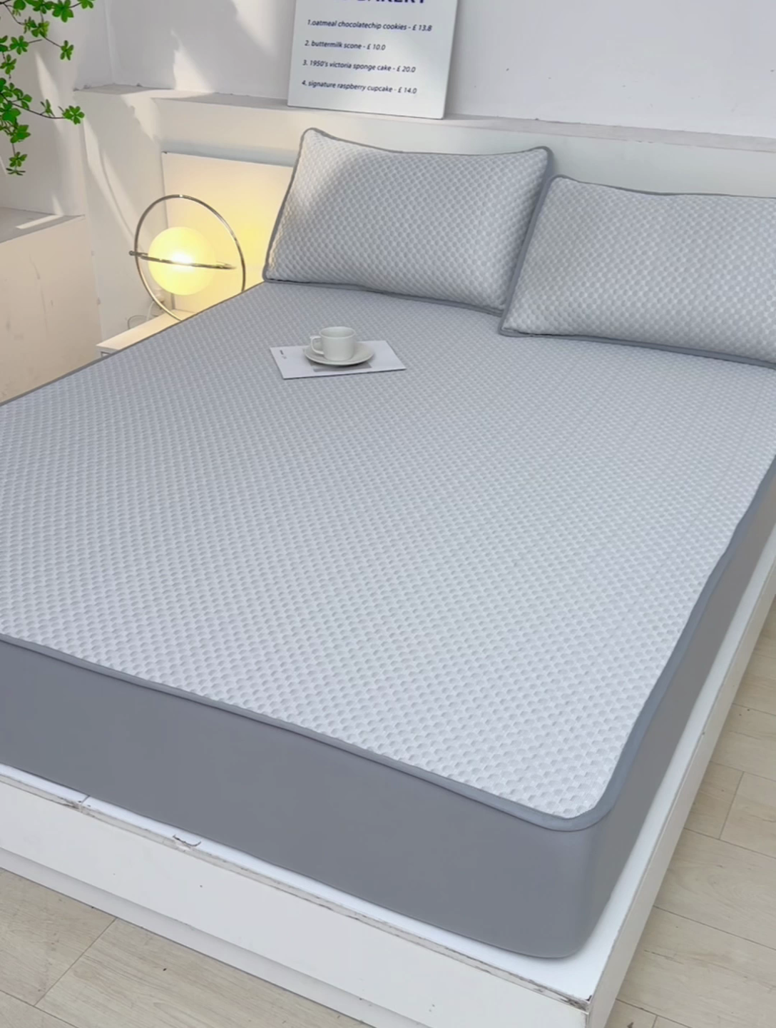 91家纺网 家纺一手货源 找家纺 梦之星 2025新款凉豆豆凉席三件套 纯色床笠款-灰