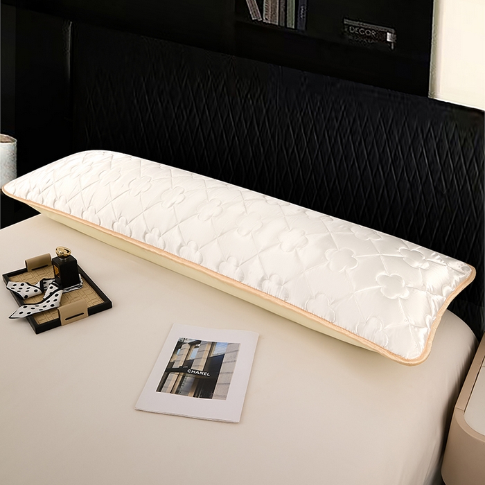 91家纺网 家纺一手货源 找家纺 梦舒羽 2025新款夏季冰丝凉感夹棉枕套双人情侣枕头套加长加厚枕芯套1.5m内胆套 夹棉加厚-珍珠白