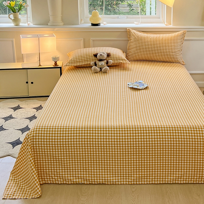 91家纺网 家纺一手货源 找家纺 馨乐家纺 2025新款亲肤印花芦荟棉单品床单第二批 心动黄