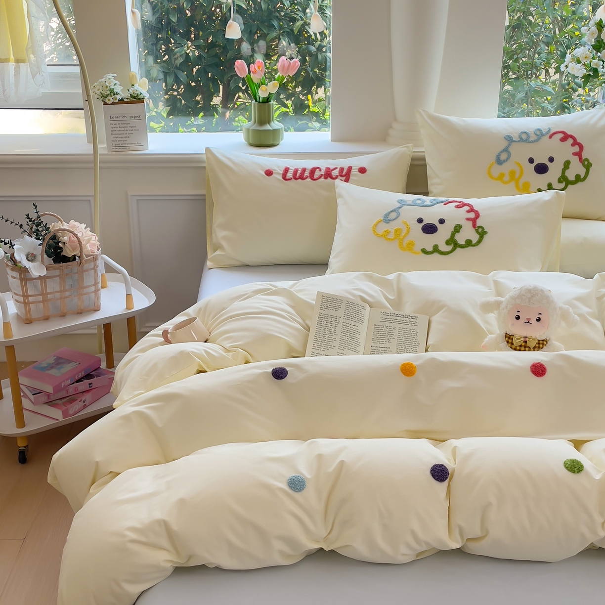 91家纺网 家纺一手货源 找家纺 （总）锦觅家纺  2025新款奶油小清新毛巾绣全棉纯棉四件套-风格一（专版散花必须控价）