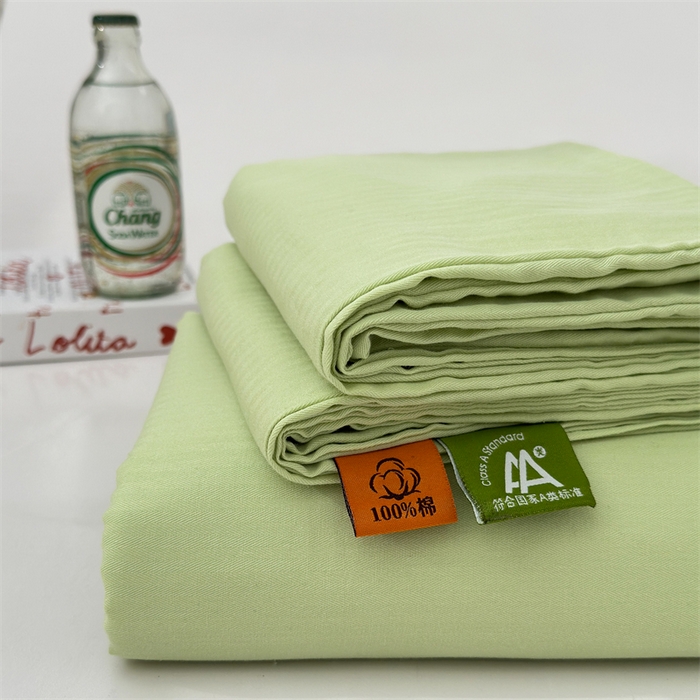 91家纺网 家纺一手货源 找家纺 丽涵家纺 2025新款全棉大雁纹单品床单床单三件套 good豆绿色