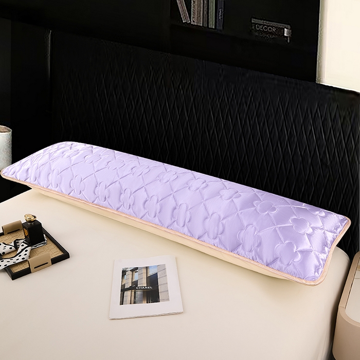 91家纺网 家纺一手货源 找家纺 梦舒羽 2025新款夏季冰丝凉感夹棉枕套双人情侣枕头套加长加厚枕芯套1.5m内胆套 夹棉加厚-雪青色