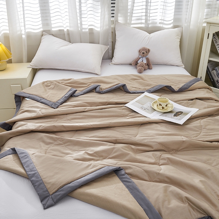 91家纺网 家纺一手货源 找家纺 被多多 2025新款全棉纯棉羽丝棉夏被夏凉被空调被 咖色