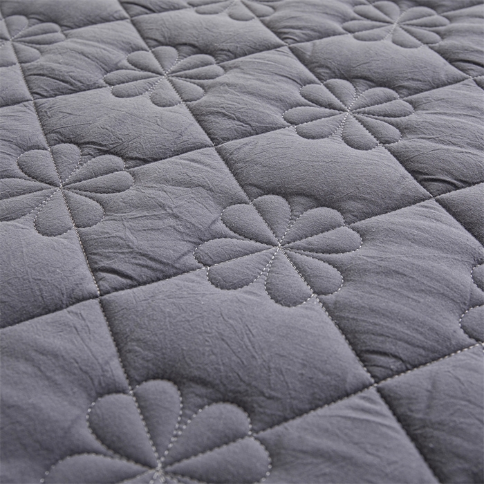 91家纺网 家纺一手货源 找家纺 3C 2025新款A类全棉四叶草防水隔脏床笠 防水 浅语-星空灰