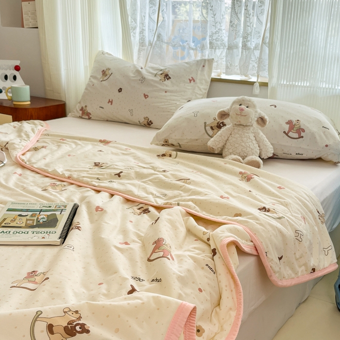 91家纺网 家纺一手货源 找家纺 葡萄家 2025新款A类母婴级大豆纤维牛奶丝针织棉夏凉被（提供买家秀）小熊木马