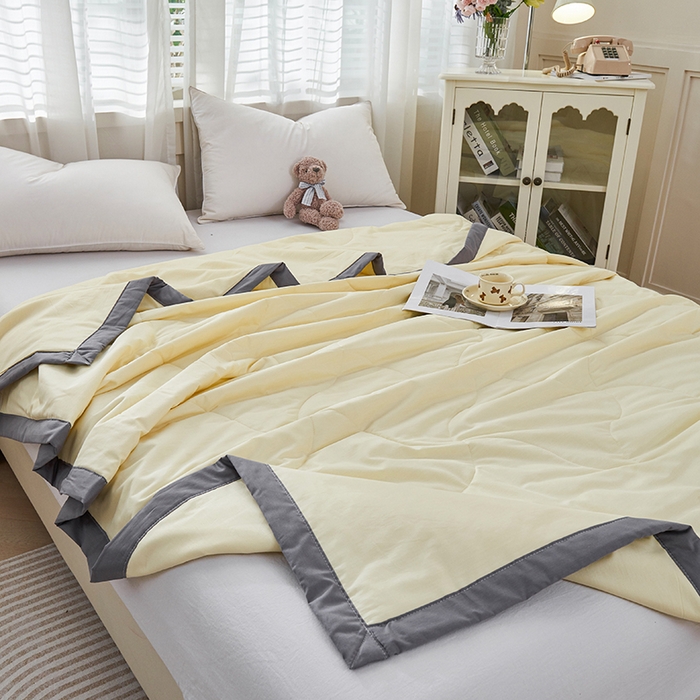 91家纺网 家纺一手货源 找家纺 被多多 2025新款全棉纯棉羽丝棉夏被夏凉被空调被 奶油黄