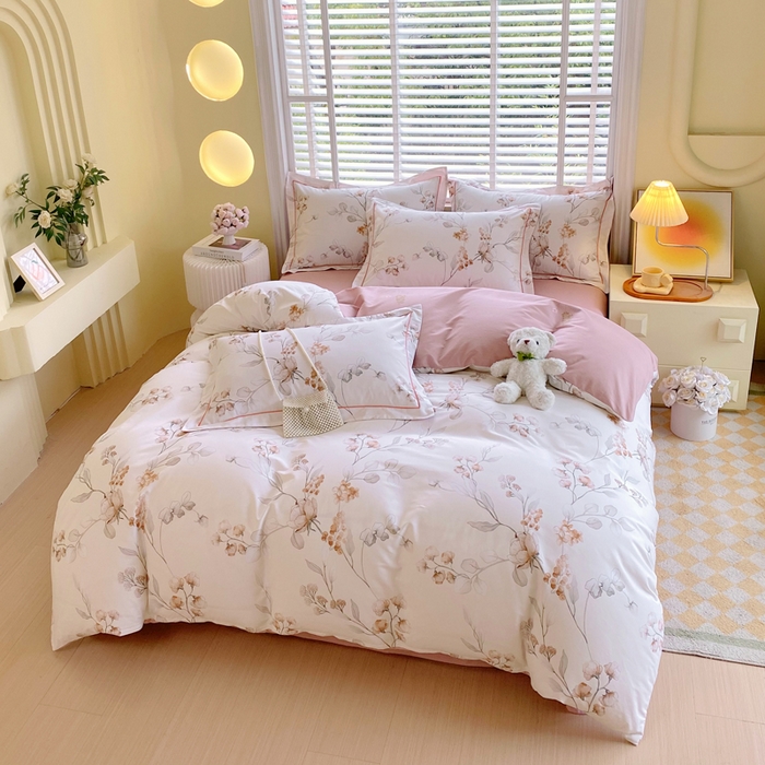 91家纺网 家纺一手货源 找家纺 星期三  2025年4月新款铂金全棉纯棉13372四件套 加微信有会员价 花佳境-咖