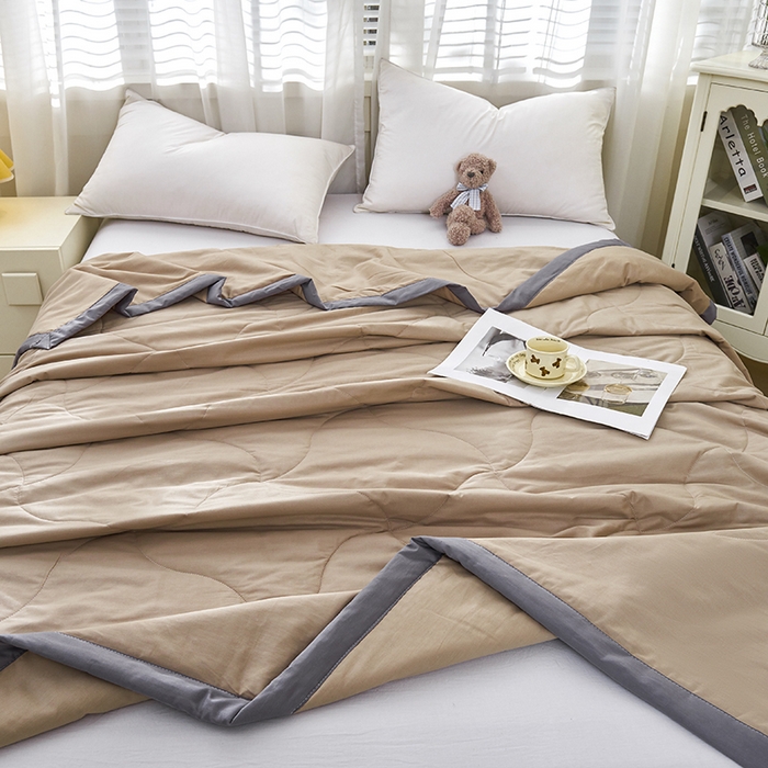 91家纺网 家纺一手货源 找家纺 被多多 2025新款全棉纯棉羽丝棉夏被夏凉被空调被 咖色