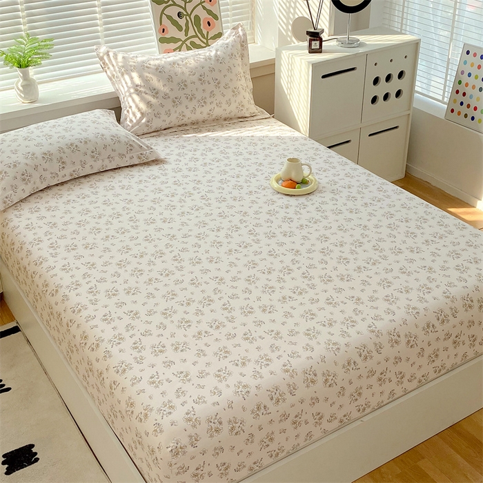 91家纺网 家纺一手货源 找家纺 凯磊2025新款老粗布印花单品床笠床笠单件 淡彩花语