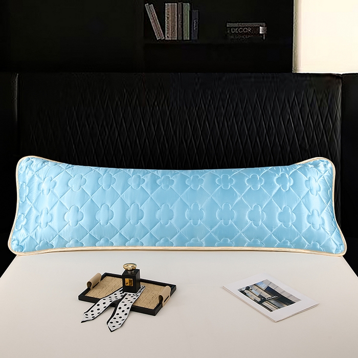 91家纺网 家纺一手货源 找家纺 梦舒羽 2025新款夏季冰丝凉感夹棉枕套双人情侣枕头套加长加厚枕芯套1.5m内胆套 夹棉加厚-天空蓝