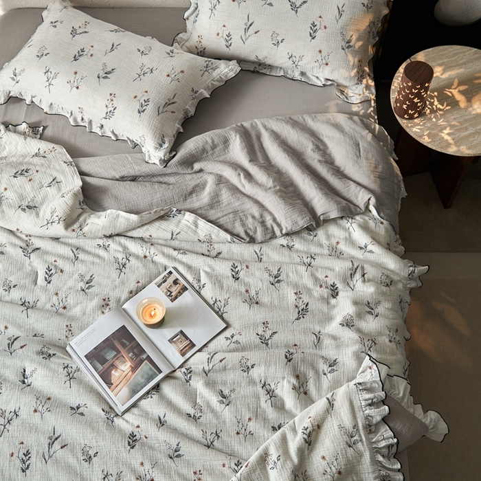 91家纺网 家纺一手货源 找家纺 安莱生活2025新款A类全棉双层皱皱纱夏凉被 夏被  织麦-白