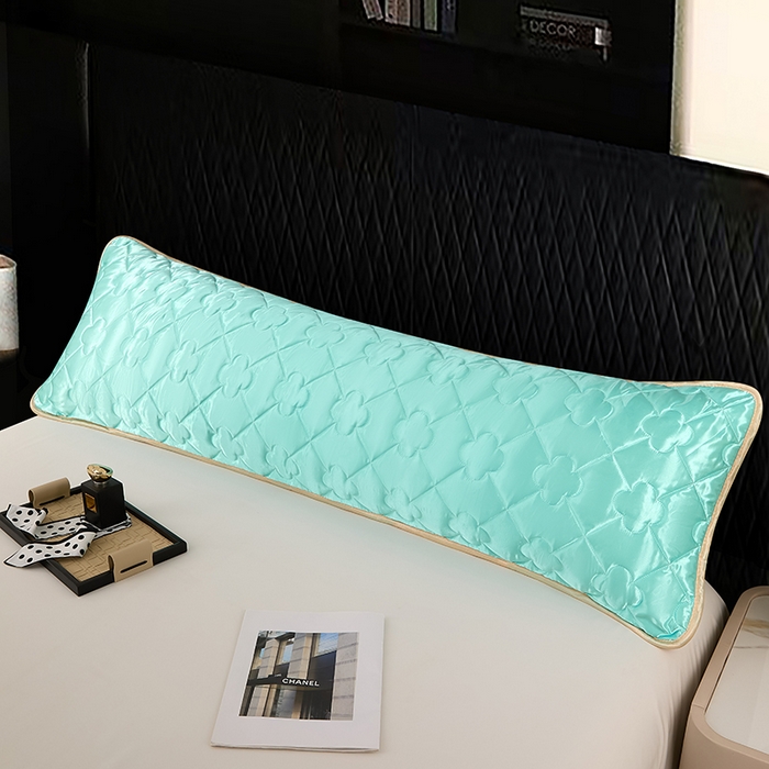 91家纺网 家纺一手货源 找家纺 梦舒羽 2025新款夏季冰丝凉感夹棉枕套双人情侣枕头套加长加厚枕芯套1.5m内胆套 夹棉加厚-水蓝色