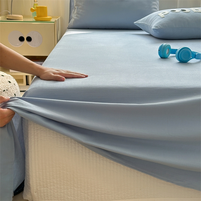 91家纺网 家纺一手货源 找家纺 丽涵家纺 2025新款全棉大雁纹单品床单床单三件套 good月光蓝