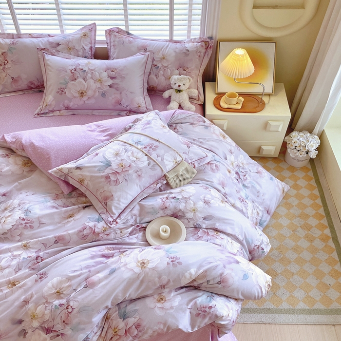 91家纺网 家纺一手货源 找家纺 星期三  2025年4月新款铂金全棉纯棉13372四件套 加微信有会员价 橙日幽香