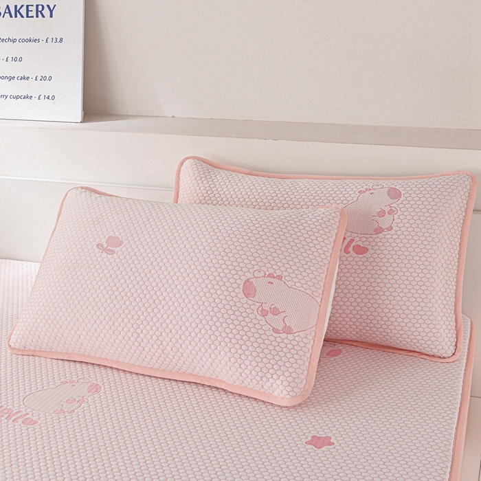 91家纺网 家纺一手货源 找家纺 梦之星 2025新款凉豆豆凉席三件套 卡比巴拉床笠款-粉