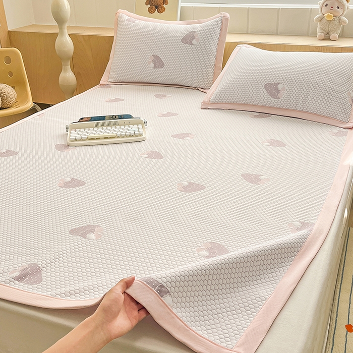 91家纺网 家纺一手货源 找家纺 （总）绣女坊 2025新款冰豆豆提花凉席三件套