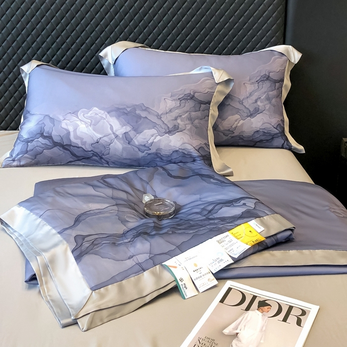 91家纺网 家纺一手货源 找家纺 若未家居 LOVEWE HOUSE 2025新中式60天丝床盖夏被四件套水墨