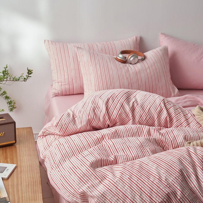 91家纺网 家纺一手货源 找家纺 （总）千朵森  2025新款全棉色织提花条纹四件套