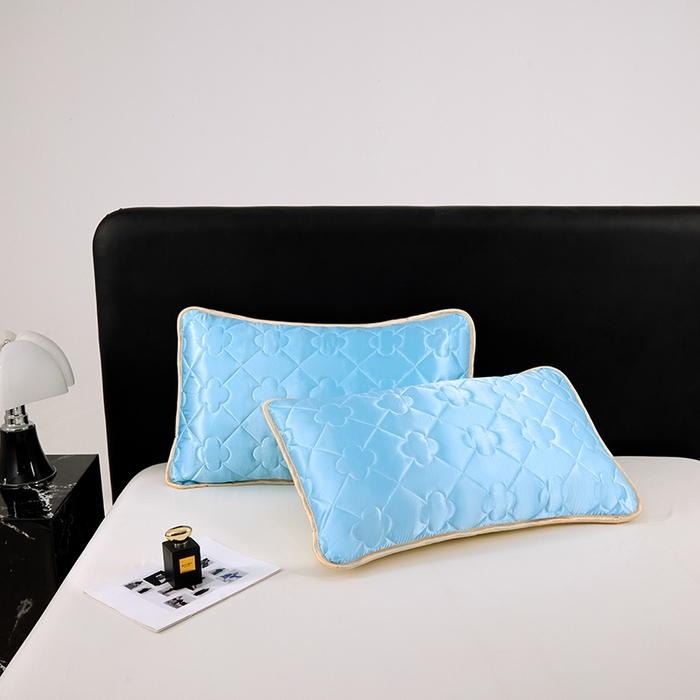 91家纺网 家纺一手货源 找家纺 梦舒羽 2025新款夏季冰丝凉感夹棉枕套单人一对装可水洗加厚枕头套宿舍48x74cm枕芯套 夹棉加厚-天空蓝