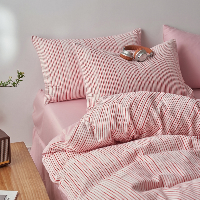 91家纺网 家纺一手货源 找家纺 （总）千朵森  2025新款全棉色织提花条纹四件套