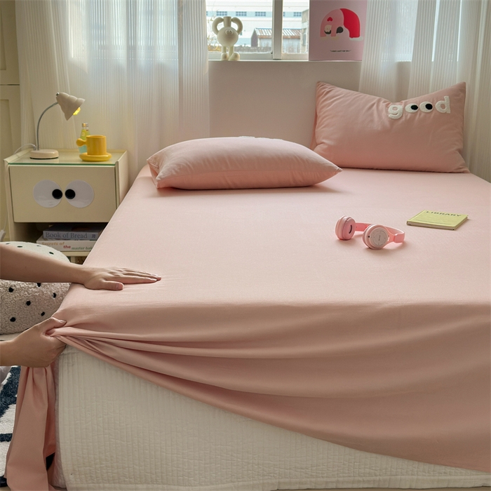 91家纺网 家纺一手货源 找家纺 丽涵家纺 2025新款全棉大雁纹单品床单床单三件套 good豆沙粉