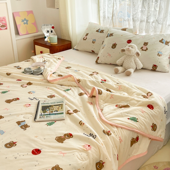 91家纺网 家纺一手货源 找家纺 葡萄家 2025新款A类母婴级大豆纤维牛奶丝针织棉夏凉被（提供买家秀）小熊软糖