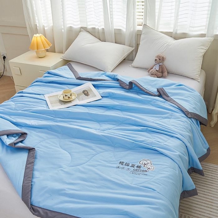 91家纺网 家纺一手货源 找家纺 被多多 2025新款全棉纯棉羽丝棉夏被夏凉被空调被 天空蓝