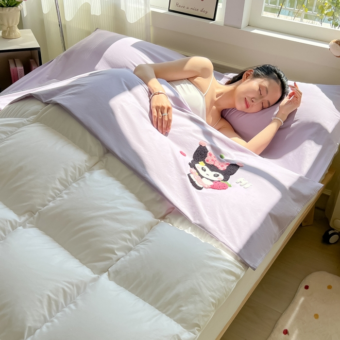 91家纺网 家纺一手货源 找家纺 柒星睡袋 2025新款款40支全棉纯色毛巾绣可拆分隔脏睡袋 洛咪 紫