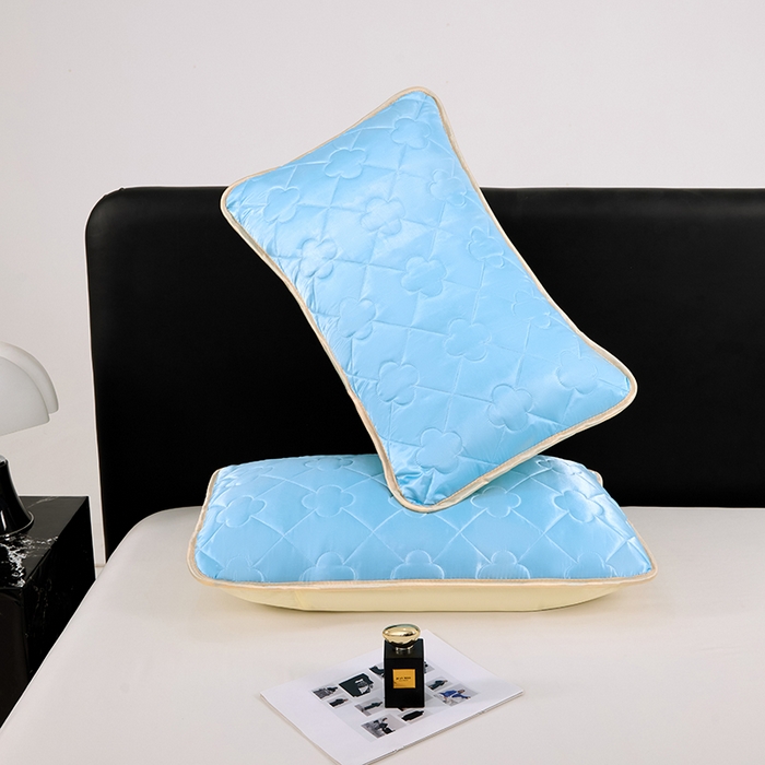 91家纺网 家纺一手货源 找家纺 梦舒羽 2025新款夏季冰丝凉感夹棉枕套单人一对装可水洗加厚枕头套宿舍48x74cm枕芯套 夹棉加厚-天空蓝