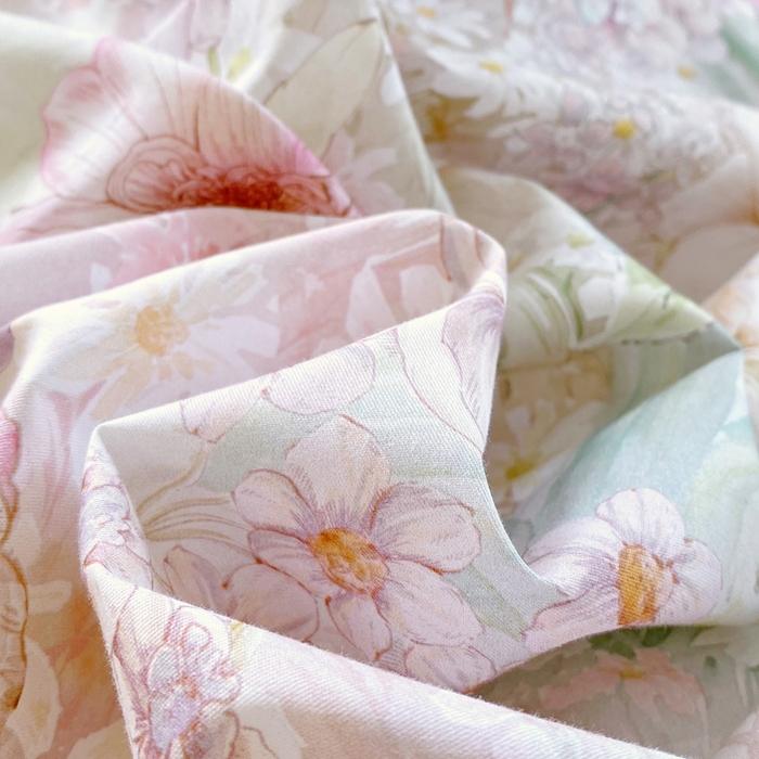 91家纺网 家纺一手货源 找家纺 星期三  2025年4月新款铂金全棉纯棉13372四件套 加微信有会员价 柔纱花影