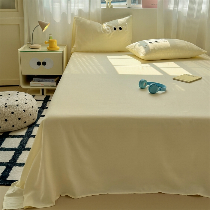 91家纺网 家纺一手货源 找家纺 丽涵家纺 2025新款全棉大雁纹单品床单床单三件套 good浅米黄