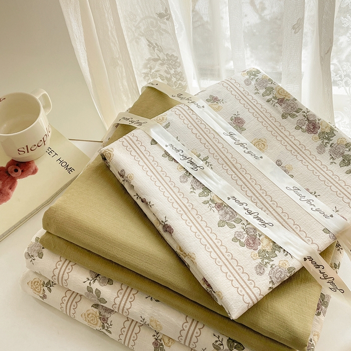 91家纺网 家纺一手货源 找家纺 初念 2025新款云感针织双层纱三件套-四件套【提供买家秀】 玫瑰哒