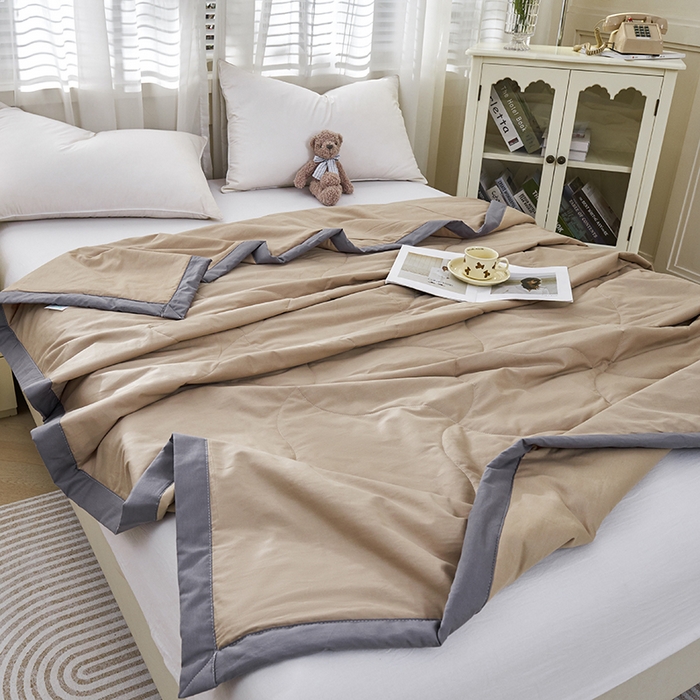 91家纺网 家纺一手货源 找家纺 被多多 2025新款全棉纯棉羽丝棉夏被夏凉被空调被 咖色