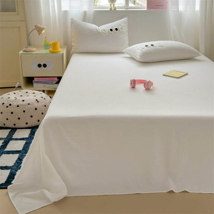 91家纺网 家纺一手货源 找家纺 丽涵家纺 2025新款全棉大雁纹单品床单床单三件套 good象牙白