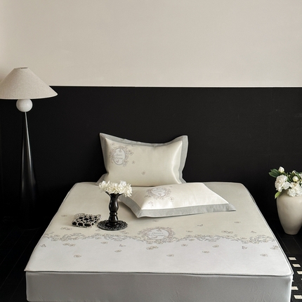 三味舒屋 2025新款凉感抗菌南法恬谧系列大版数码印花冰丝床席-床笠 曼塔黄-床笠款