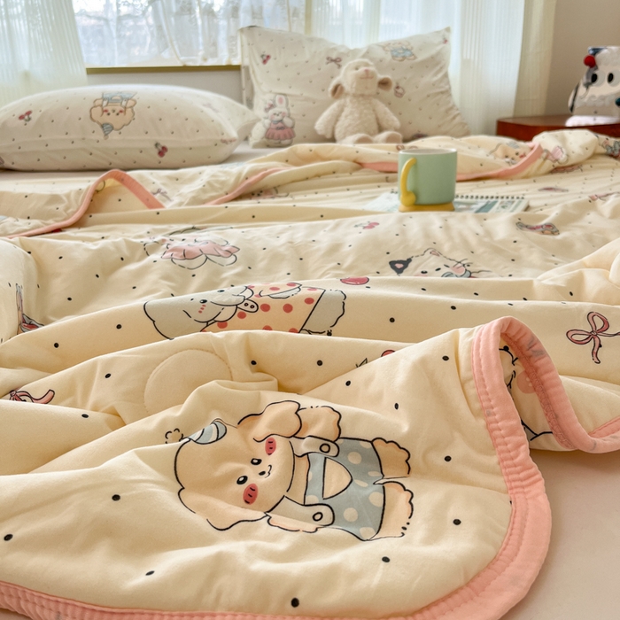 91家纺网 家纺一手货源 找家纺 葡萄家 2025新款A类母婴级大豆纤维牛奶丝针织棉夏凉被（提供买家秀）生日派对