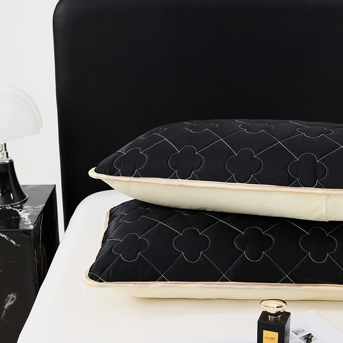 91家纺网 家纺一手货源 找家纺 梦舒羽 2025新款夏季冰丝凉感夹棉枕套单人一对装可水洗加厚枕头套宿舍48x74cm枕芯套 夹棉加厚-尊贵黑