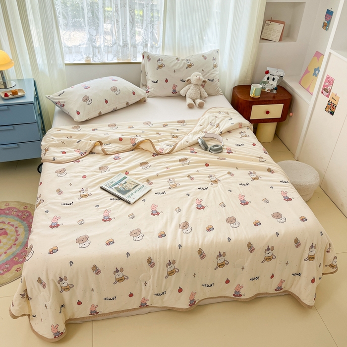 91家纺网 家纺一手货源 找家纺 葡萄家 2025新款A类母婴级大豆纤维牛奶丝针织棉夏凉被（提供买家秀）你好小狗