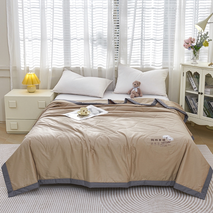 91家纺网 家纺一手货源 找家纺 被多多 2025新款全棉纯棉羽丝棉夏被夏凉被空调被 咖色