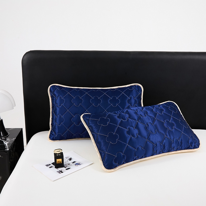 91家纺网 家纺一手货源 找家纺 梦舒羽 2025新款夏季冰丝凉感夹棉枕套单人一对装可水洗加厚枕头套宿舍48x74cm枕芯套 夹棉加厚-深海蓝