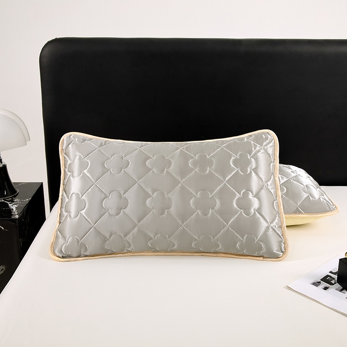 91家纺网 家纺一手货源 找家纺 梦舒羽 2025新款夏季冰丝凉感夹棉枕套单人一对装可水洗加厚枕头套宿舍48x74cm枕芯套 夹棉加厚-典雅灰