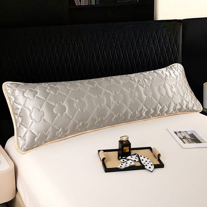 91家纺网 家纺一手货源 找家纺 梦舒羽 2025新款夏季冰丝凉感夹棉枕套双人情侣枕头套加长加厚枕芯套1.5m内胆套 夹棉加厚-典雅灰