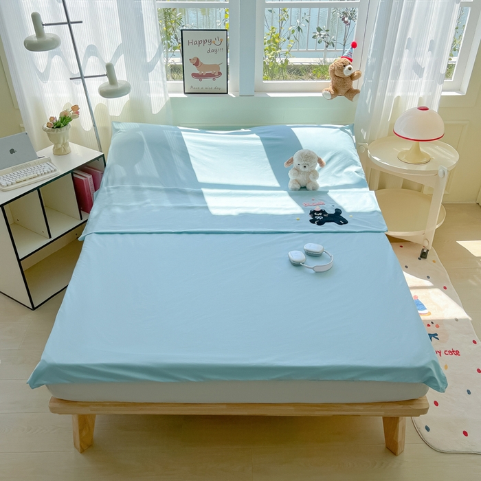 91家纺网 家纺一手货源 找家纺 （总）柒星睡袋 2025新款款40支全棉纯色毛巾绣可拆分隔脏睡袋