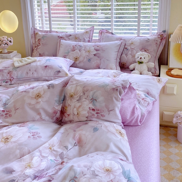 91家纺网 家纺一手货源 找家纺 星期三  2025年4月新款铂金全棉纯棉13372四件套 加微信有会员价 橙日幽香